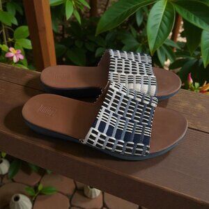 FITFLOP Women's Blue Woven Slide Sandals Size 6